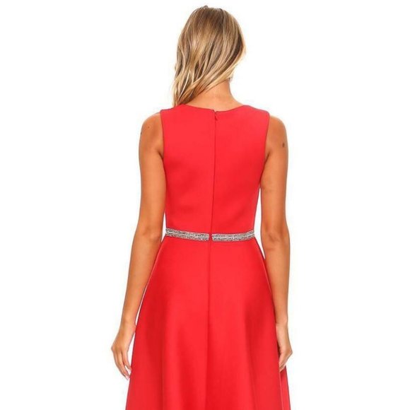 LA Fatima Red V Neck Sleeveless Maxi Party Dress - Picture 3 of 3